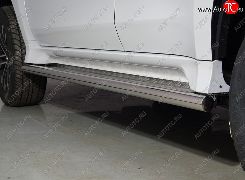 42 999 р. Пороги с площадкой 60,3 мм ТСС Тюнинг Mitsubishi Pajero Sport QF рестайлинг (2019-2022) (нержавейка)  с доставкой в г. Майкоп
