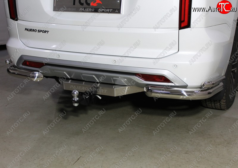 25 399 р. Защита заднего бампера (уголки двойные, d76.1/42.4 мм) TCC Mitsubishi Pajero Sport QF рестайлинг (2019-2022)  с доставкой в г. Майкоп