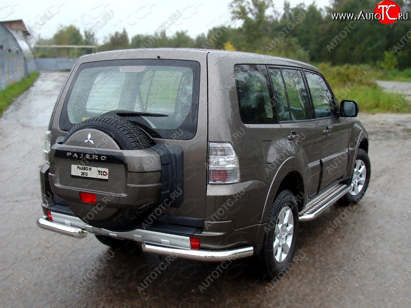 21 999 р. Защита задняя (уголки, нержавейка 76,1 мм) ТСС Тюнинг  Mitsubishi Pajero  4 V80 (2011-2014) 3 дв. 1-ый рестайлинг  с доставкой в г. Майкоп