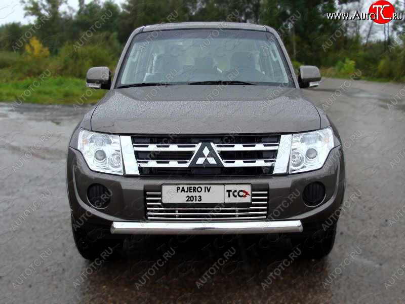 8 799 р. Декоративная вставка переднего бампера ТСС Тюнинг  Mitsubishi Pajero  4 V90 (2011-2015) 1-ый рестайлинг (d 16 мм)  с доставкой в г. Майкоп