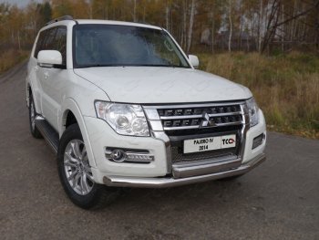 Защита передняя нижняя двойная 76,1*75 мм ТСС Тюнинг Mitsubishi Pajero  4 V90 (2014-2020) 2-ой рестайлинг (нержавейка)