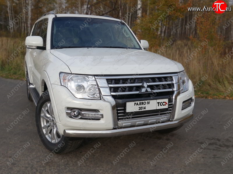8 799 р. Декоративная вставка переднего бампера ТСС Тюнинг  Mitsubishi Pajero  4 V90 (2014-2020) 2-ой рестайлинг (d 16 мм)  с доставкой в г. Майкоп
