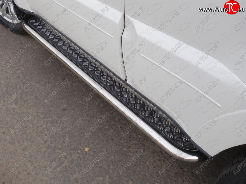 34 799 р. Пороги с площадкой 60,3 мм ТСС Тюнинг Mitsubishi Pajero 4 V90 2-ой рестайлинг (2014-2020) (серые)  с доставкой в г. Майкоп