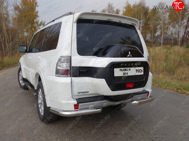 21 999 р. Защита задняя (уголки, нержавейка 76,1 мм) ТСС Тюнинг  Mitsubishi Pajero  4 V90 (2014-2020) 2-ой рестайлинг  с доставкой в г. Майкоп