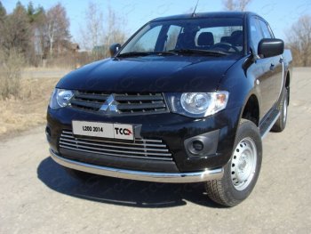 Защита переднего бампера нижняя овальная 75*42 мм ТСС Тюнинг Mitsubishi L200  4 (2013-2016)  рестайлинг (нержавейка)