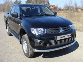 Защита переднего бампера нижняя d76,1 мм (Long) ТСС Тюнинг Mitsubishi L200  4 (2013-2016)  рестайлинг (нержавейка)