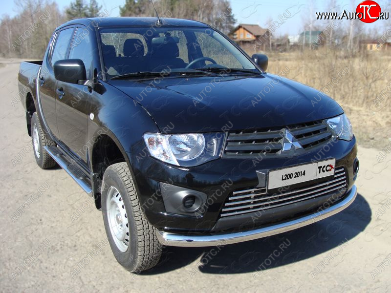 17 649 р. Защита переднего бампера нижняя d76,1 мм (Long) ТСС Тюнинг  Mitsubishi L200  4 (2013-2016)  рестайлинг (нержавейка)  с доставкой в г. Майкоп