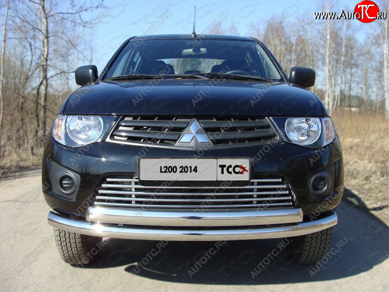 8 799 р. Декоративная вставка переднего бампера ТСС Тюнинг  Mitsubishi L200  4 (2013-2016)  рестайлинг (d 16 мм)  с доставкой в г. Майкоп
