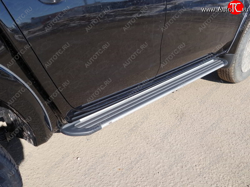 20 599 р. Пороги алюминиевые, ТСС Тюнинг  Mitsubishi L200  4 (2013-2016)  рестайлинг (Slim Line Silver)  с доставкой в г. Майкоп