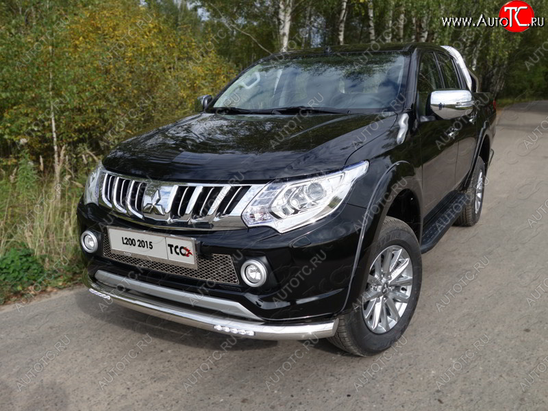 37 999 р. Защита переднего бампера нижняя с ДХО 76,1 мм ТСС Тюнинг Mitsubishi L200 5 KK,KL дорестайлинг (2015-2019) (нержавейка)  с доставкой в г. Майкоп