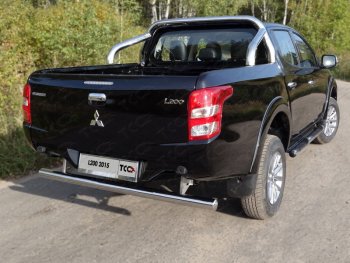 Защита задняя (центральная, нержавейка d76,1 мм) ТСС Тюнинг Mitsubishi L200 5 KK,KL дорестайлинг (2015-2019) (центральная)