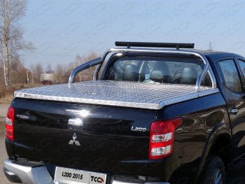 Защита кузова (для крышки) со светодиодной фарой d75х42 мм ТСС Тюнинг Mitsubishi L200  5 KK,KL (2018-2022) рестайлинг (нержавейка)