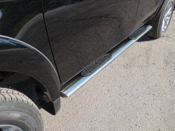 Пороги овальные с накладкой 120х60 мм, ТСС Тюнинг Mitsubishi L200  5 KK,KL (2018-2022) рестайлинг (серые)