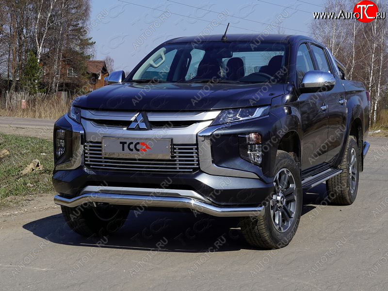 22 749 р. Защита переднего бампера волна d76,1 мм ТСС Тюнинг Mitsubishi L200 5 KK,KL рестайлинг (2018-2022) (нержавейка)  с доставкой в г. Майкоп