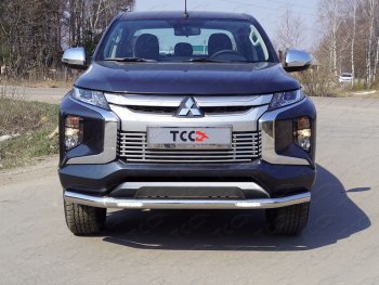Защита переднего бампера нижняя с ДХО 76,1 мм ТСС Тюнинг Mitsubishi L200  5 KK,KL (2018-2022) рестайлинг (нержавейка)