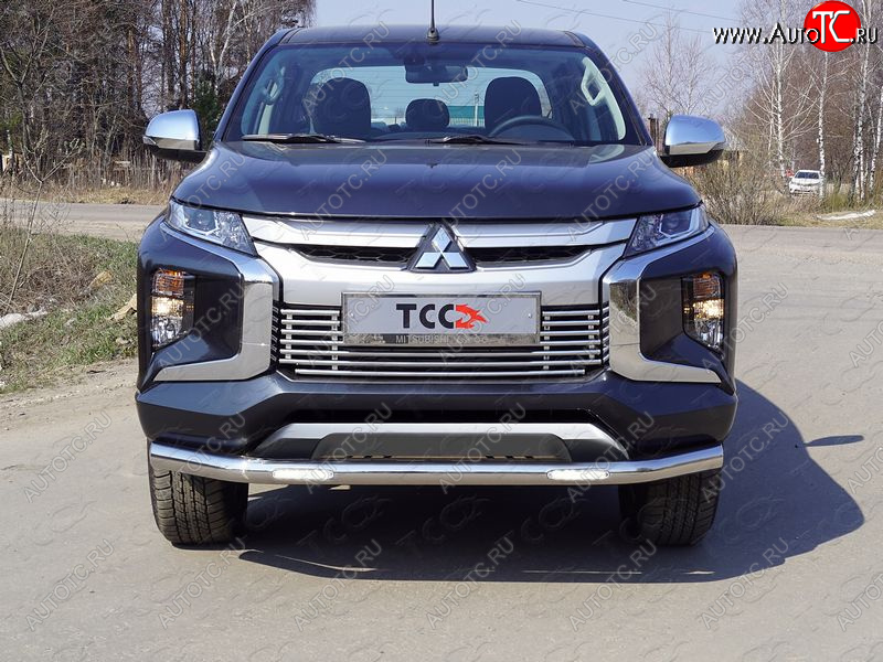 32 999 р. Защита переднего бампера нижняя с ДХО 76,1 мм ТСС Тюнинг Mitsubishi L200 5 KK,KL рестайлинг (2018-2022) (нержавейка)  с доставкой в г. Майкоп