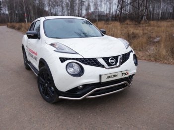 Защита переднего бампера кенгурин с вставкой 42,4 мм ТСС Тюнинг Nissan Juke  1 YF15 (2014-2020) рестайлинг (нержавейка)