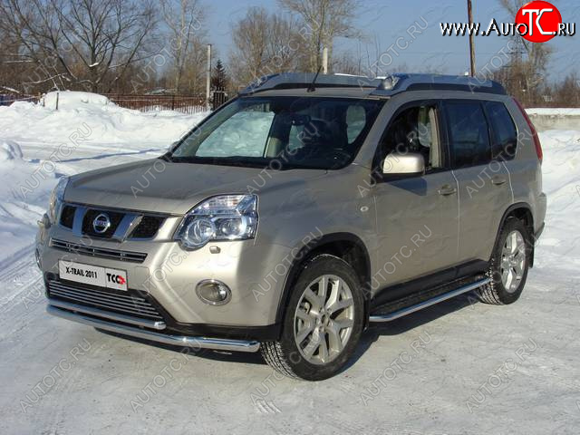 20 599 р. Защита переднего бампера нижняя d60,3*42,4 мм ТСС Тюнинг Nissan X-trail 2 T31 рестайлинг (2010-2015) (нержавейка)  с доставкой в г. Майкоп