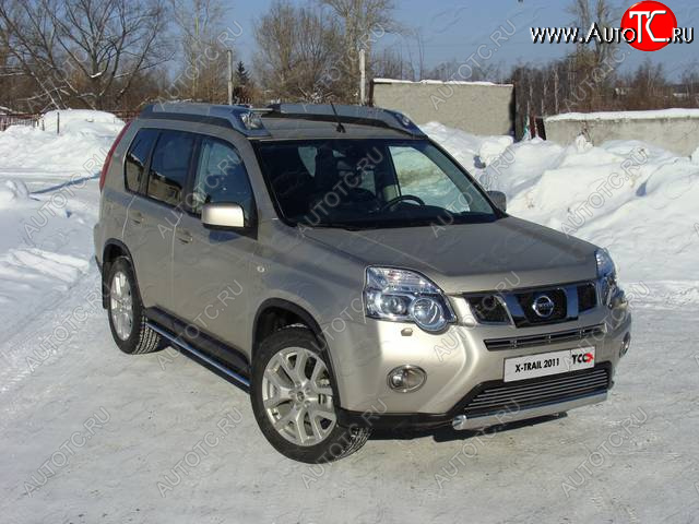 15 899 р. Защита переднего бампера нижняя овальная 75х42 мм ТСС Тюнинг  Nissan X-trail  2 T31 (2010-2015) рестайлинг (нержавейка)  с доставкой в г. Майкоп