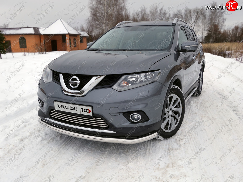 20 599 р. Защита передняя нижняя длинная 60,3 мм ТСС Тюнинг  Nissan X-trail  3 T32 (2013-2018) дорестайлинг (нержавейка)  с доставкой в г. Майкоп