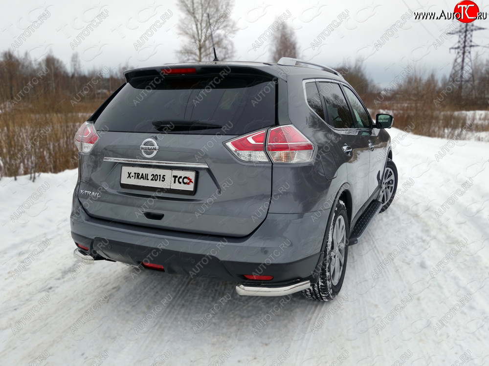 17 649 р. Защита заднего бампера (уголки, d60,3 мм) TCC Nissan X-trail 3 T32 дорестайлинг (2013-2018)  с доставкой в г. Майкоп