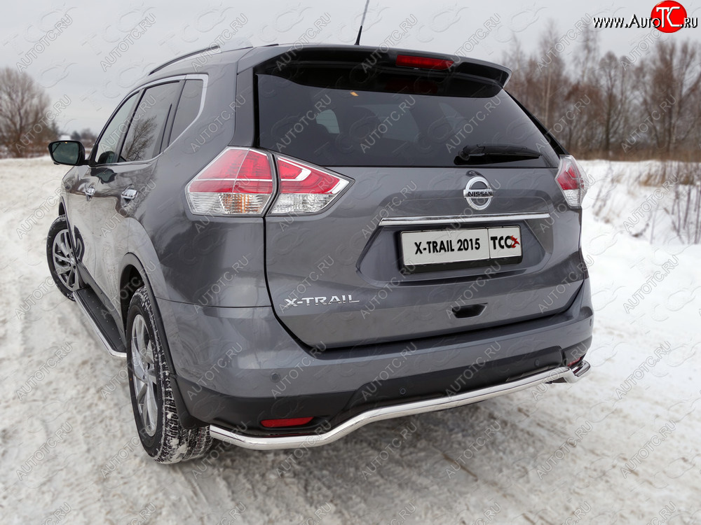 20 599 р. Защита задняя (нержавейка d42,4 мм), ТСС Тюнинг Nissan X-trail 3 T32 дорестайлинг (2013-2018)  с доставкой в г. Майкоп