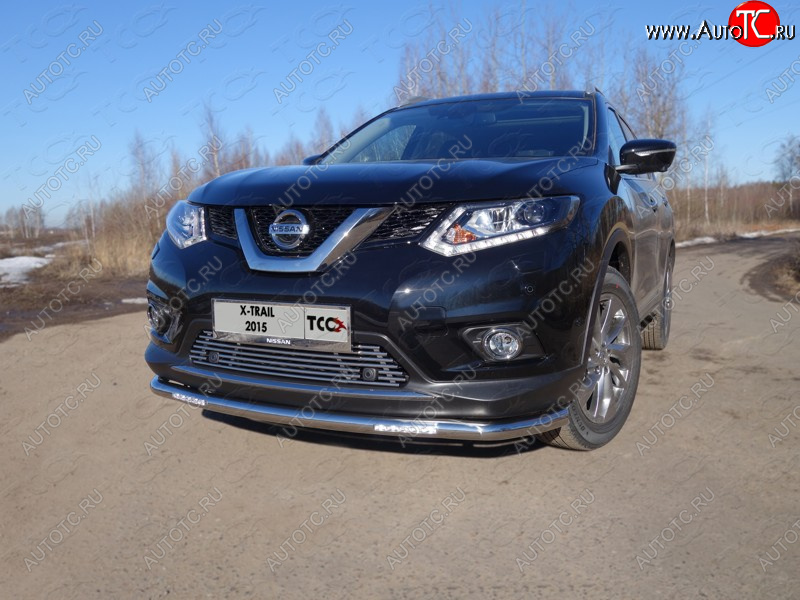 8 799 р. Нижняя декоративная вставка в бампер (с парктроником) ТСС Тюнинг  Nissan X-trail  3 T32 (2013-2018) дорестайлинг (d 12 мм)  с доставкой в г. Майкоп