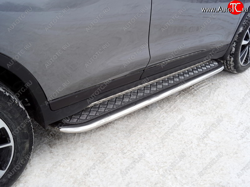39 599 р. Пороги с площадкой 75х42 мм ТСС Тюнинг Nissan X-trail 3 T32 дорестайлинг (2013-2018) (серые)  с доставкой в г. Майкоп