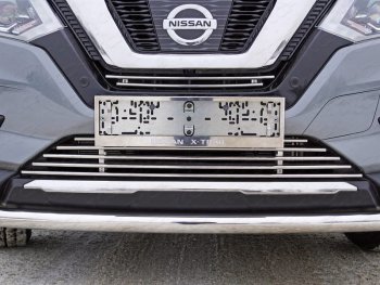 Нижняя декоративная вставка в бампер ТСС Тюнинг Nissan X-trail  3 T32 (2017-2022) рестайлинг (d 12 мм)