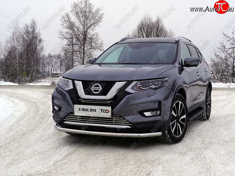 21 999 р. Защита переднего бампера нижняя d60,3 мм ТСС Тюнинг  Nissan X-trail  3 T32 (2017-2022) рестайлинг (нержавейка)  с доставкой в г. Майкоп