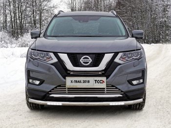 Защита переднего бампера нижняя с ДХО 60,3 мм ТСС Тюнинг Nissan X-trail  3 T32 (2017-2022) рестайлинг (нержавейка)