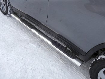 Пороги овальные с накладкой 120х60 мм, ТСС Тюнинг Nissan X-trail  3 T32 (2017-2022) рестайлинг (серые)