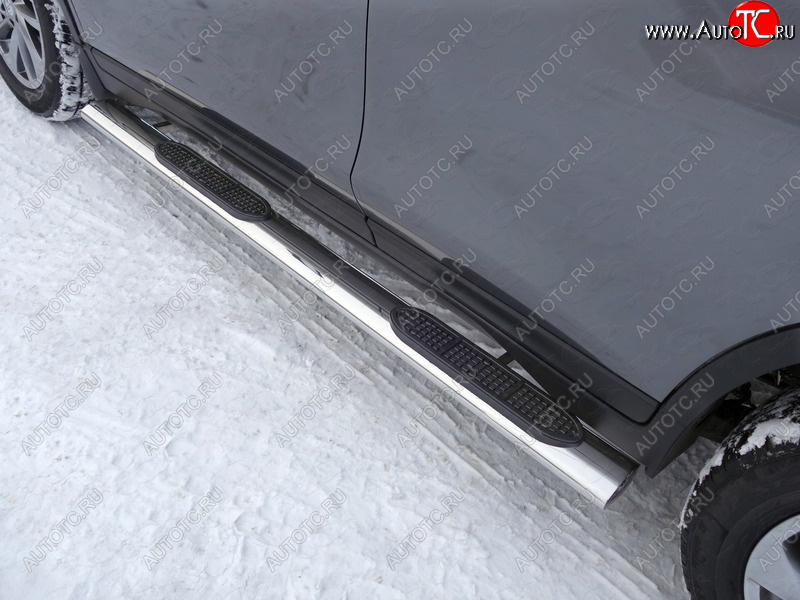 43 949 р. Пороги овальные с накладкой 120х60 мм, ТСС Тюнинг  Nissan X-trail  3 T32 (2017-2022) рестайлинг (серые)  с доставкой в г. Майкоп