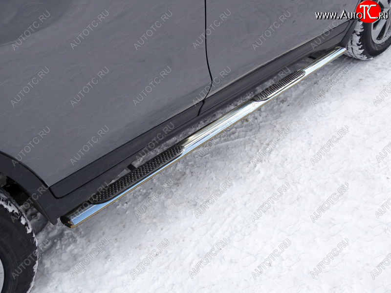 33 999 р. Пороги овальные с накладкой 75х42 мм ТСС Тюнинг Nissan X-trail 3 T32 рестайлинг (2017-2022) (серые)  с доставкой в г. Майкоп