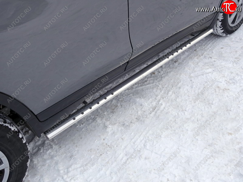 35 999 р. Пороги овальные с проступью 75х42 мм ТСС Тюнинг Nissan X-trail 3 T32 рестайлинг (2017-2022) (серые)  с доставкой в г. Майкоп