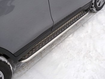 Пороги с площадкой 42,4 мм ТСС Тюнинг Nissan X-trail 3 T32 рестайлинг (2017-2022) (серые)