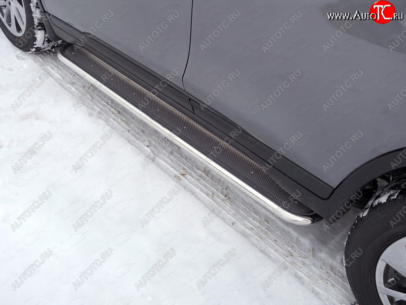41 749 р. Пороги с площадкой 42,4 мм ТСС Тюнинг Nissan X-trail 3 T32 рестайлинг (2017-2022) (нержавейка)  с доставкой в г. Майкоп