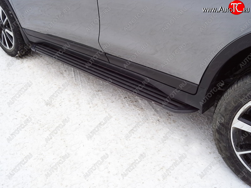 21 999 р. Пороги алюминиевые Slim Line ТСС Тюнинг  Nissan X-trail  3 T32 (2017-2022) рестайлинг (Black)  с доставкой в г. Майкоп