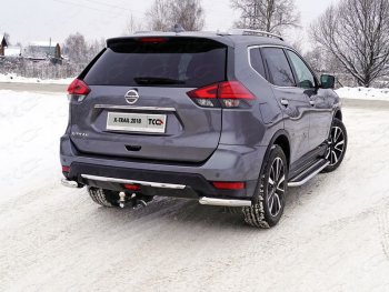 Защита заднего бампера (уголки, d60,3 мм) TCC Nissan X-trail  3 T32 (2017-2022) рестайлинг