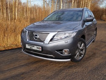 Защита переднего бампера нижняя d76,1 мм ТСС Тюнинг Nissan Pathfinder  R52 (2012-2017) дорестайлинг (нержавейка)
