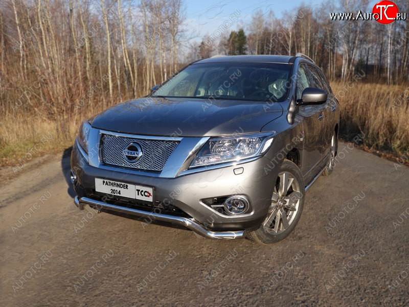 24 999 р. Защита переднего бампера кенгурин 60,3 мм ТСС Тюнинг Nissan Pathfinder R52 дорестайлинг (2012-2017) (нержавейка)  с доставкой в г. Майкоп