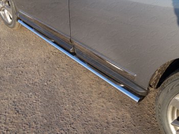 Пороги овальные с накладкой 120х60 мм, ТСС Тюнинг Nissan Pathfinder  R52 (2012-2017) дорестайлинг (серые)