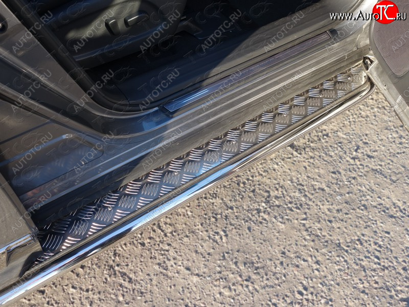 31 999 р. Пороги с площадкой 42,4 мм ТСС Тюнинг  Nissan Pathfinder  R52 (2012-2017) дорестайлинг (серые)  с доставкой в г. Майкоп