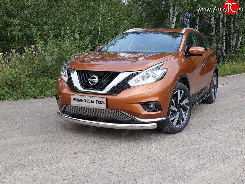 23 899 р. Защита переднего бампера нижняя овальная 75х42 мм ТСС Тюнинг  Nissan Murano  3 Z52 (2015-2022) дорестайлинг (нержавейка)  с доставкой в г. Майкоп