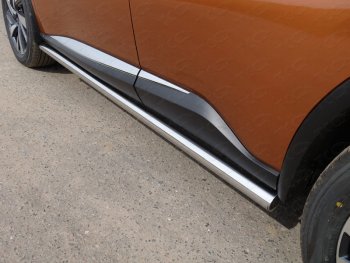 Защита порогов труба d60,3 мм ТСС Тюнинг Nissan Murano  3 Z52 (2015-2022) дорестайлинг (серые)