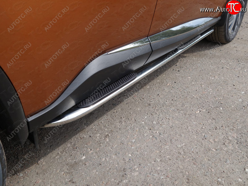 33 999 р. Пороги овальные гнутые с накладкой 75х42 мм ТСС Тюнинг  Nissan Murano  3 Z52 (2015-2022) дорестайлинг (серые)  с доставкой в г. Майкоп