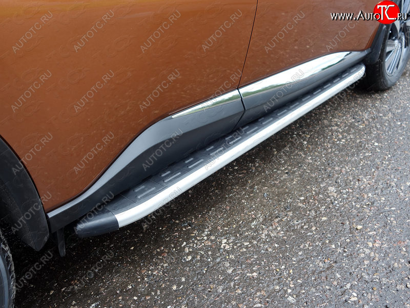 20 599 р. Пороги алюминиевые с пластиковой накладкой ТСС Тюнинг  Nissan Murano  3 Z52 (2015-2022) дорестайлинг (серые)  с доставкой в г. Майкоп