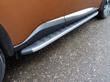 Пороги алюминиевые с пластиковой накладкой ТСС Тюнинг Nissan Murano  3 Z52 (2015-2022) дорестайлинг (карбон серые)