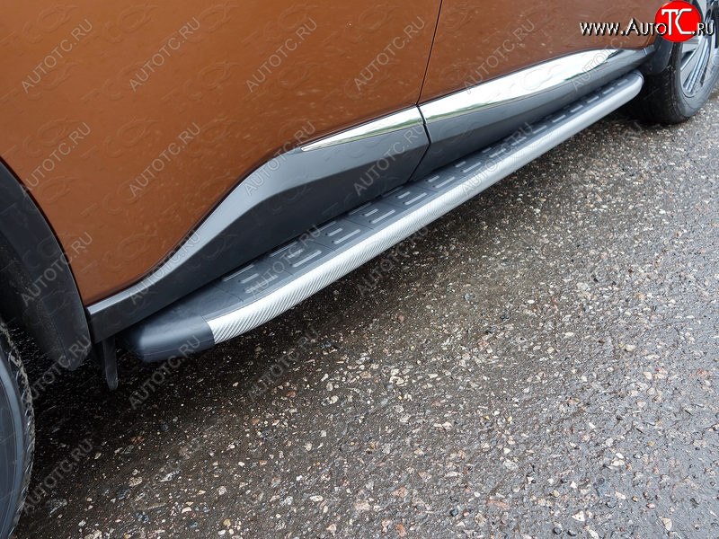 21 999 р. Пороги алюминиевые с пластиковой накладкой ТСС Тюнинг  Nissan Murano  3 Z52 (2015-2022) дорестайлинг (карбон серые)  с доставкой в г. Майкоп