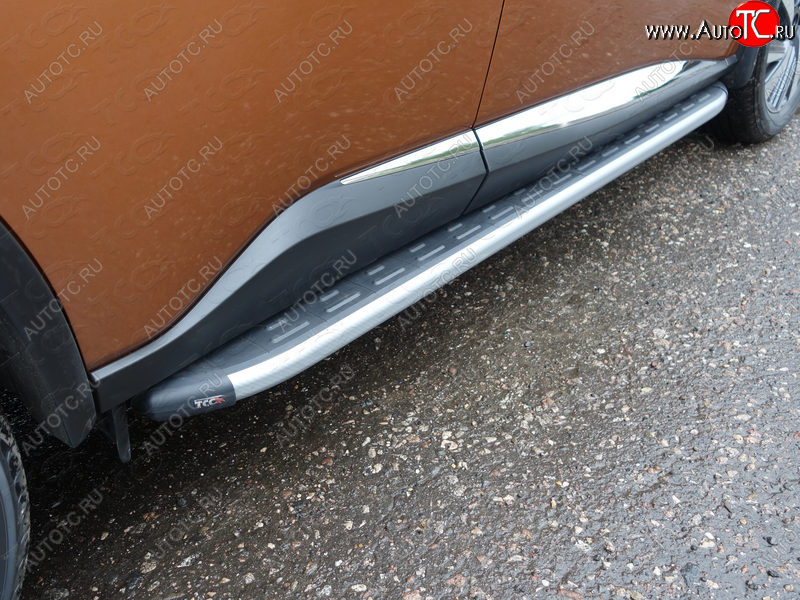 21 999 р. Пороги алюминиевые с пластиковой накладкой, ТСС Тюнинг  Nissan Murano  3 Z52 (2015-2022) дорестайлинг (карбон серебро)  с доставкой в г. Майкоп